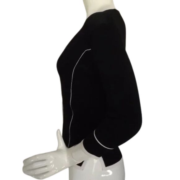 PAPELL STUDIO Sweater, M, Black/White trim, Cardigan/Buttons, 3/4 sleeves - Picture 7 of 11